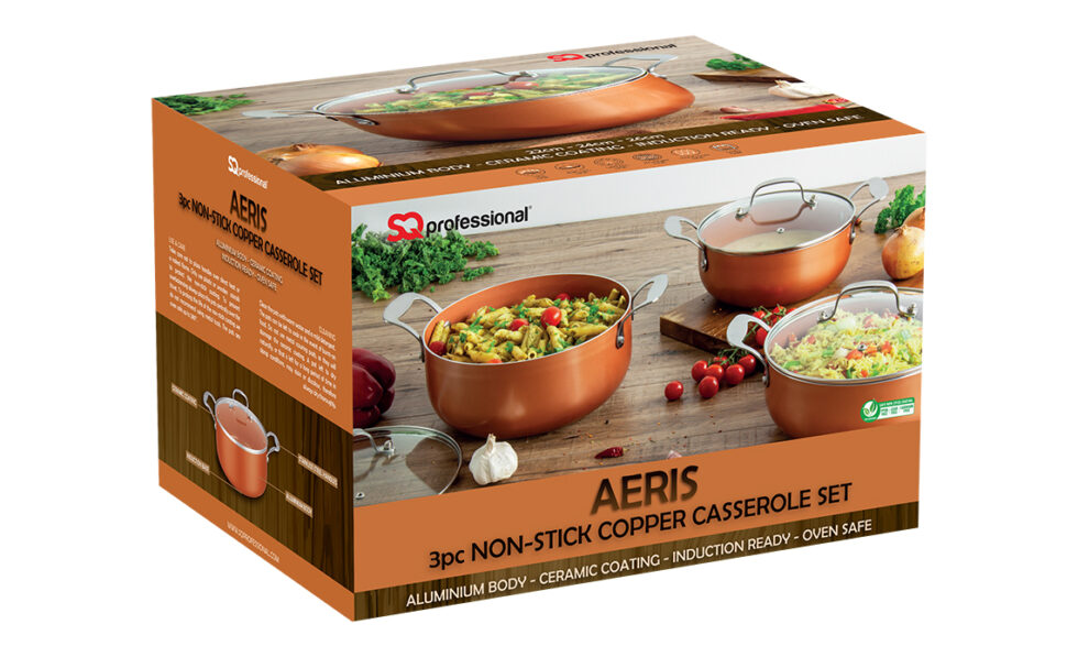 3pcs Aeris Non-Stick Copper Casserole Set